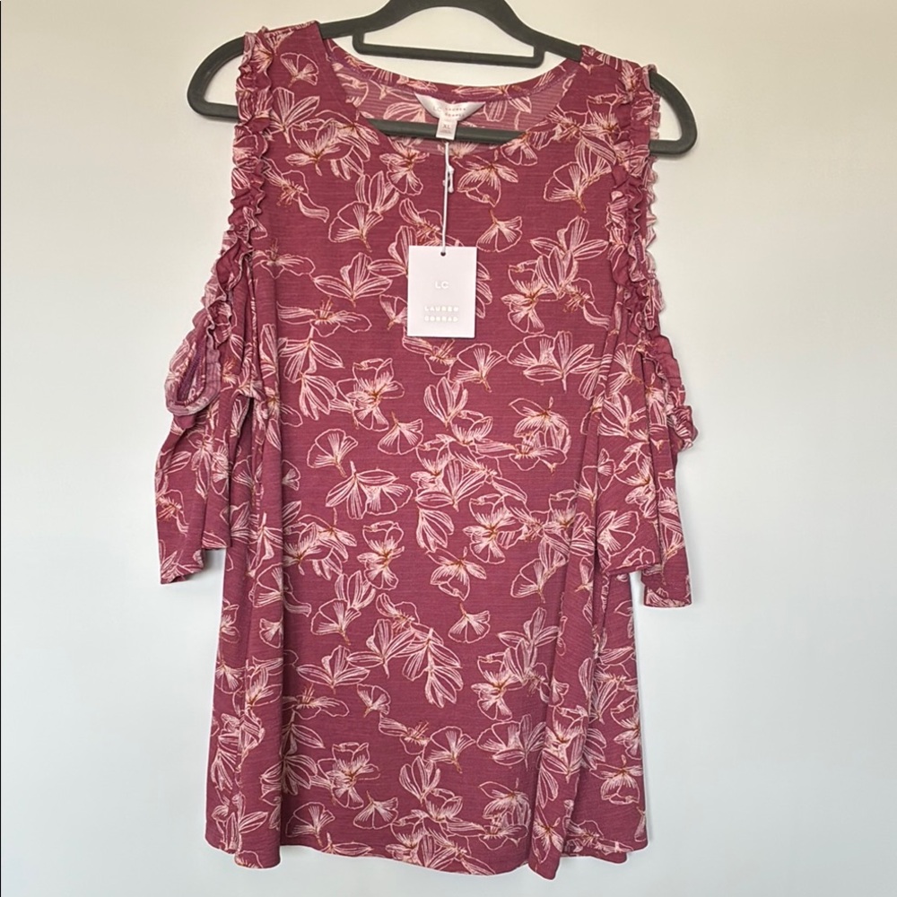 LC Lauren Conrad Mauve Floral Women's Blouse